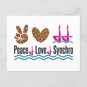 Peace Kärlek Synchro Synchronized Swimming Artisti Vykort