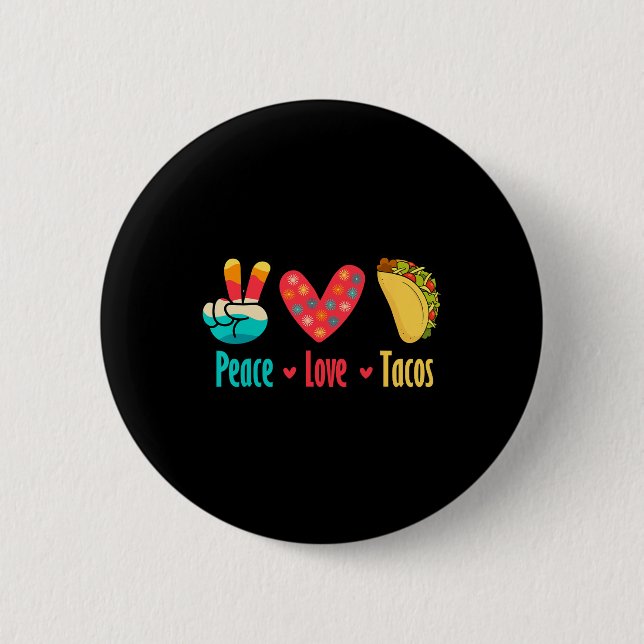 Peace Kärlek Tacos Cinco De Mayo Knapp (Framsida)