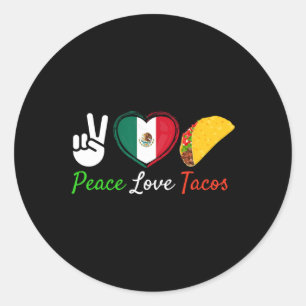 Peace Kärlek Tacos Cute Taco Cinco De Mayo Mexican Runt Klistermärke