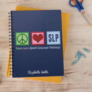 Peace Kärlek Tal Language Pathology SLP Anpassning Anteckningsbok