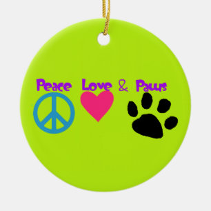 Peace Kärlek & Tass Julgransprydnad Keramik