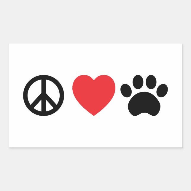 Peace Kärlek Tass Sticker Rektangulärt Klistermärke (Framsida)