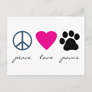 Peace Kärlek Tassar Vykort
