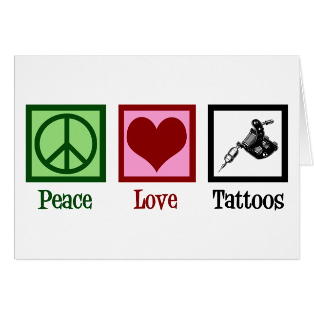 Peace Kärlek Tattoos Cute Tattoo Artist Gun Card Hälsningskort (Framsidan Horizontal)