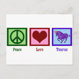 Peace Kärlek Taurus Vykort