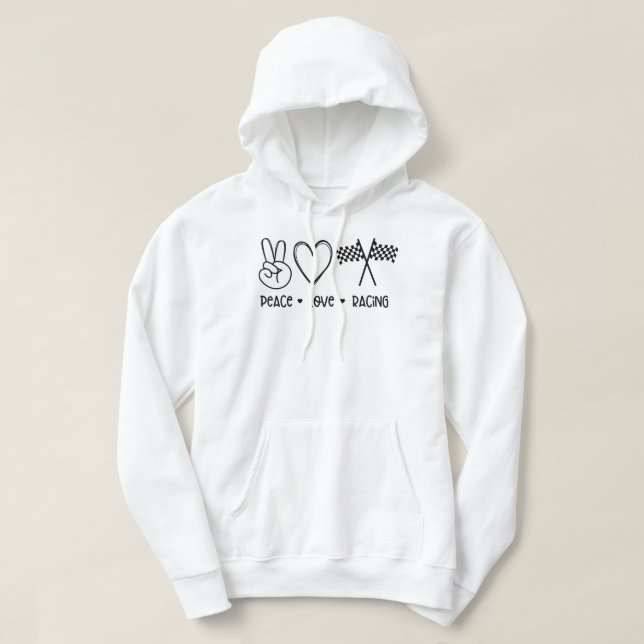 Peace kärlek Tävla Hoodie (Design framsida)
