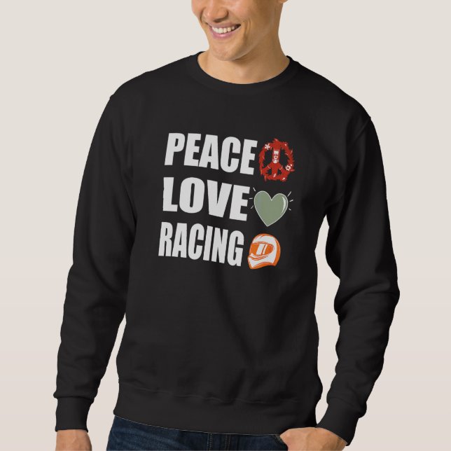 Peace Kärlek Tävla Lång Ärmad Tröja (Framsida)