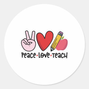 Peace Kärlek Teach Runt Klistermärke