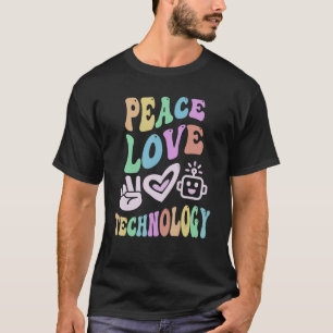 PEACE KÄRLEK TECHNOLOGY Retro Computer Teacher Gro T Shirt