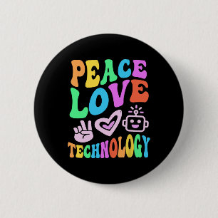 Peace Kärlek Technology Retro Computer Teacher Vib Knapp