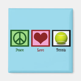Peace Kärlek Tennis Blue Magnet