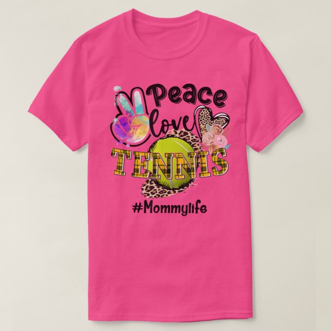 Peace Kärlek Tennis Mamma Life Mamma Grandma Leopa T Shirt (Design framsida)