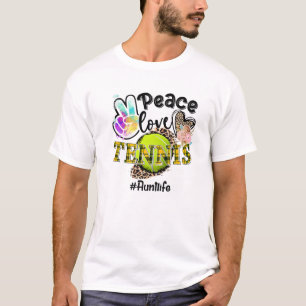 Peace Kärlek Tennis Moster Life Mamma Grandma Leop T Shirt