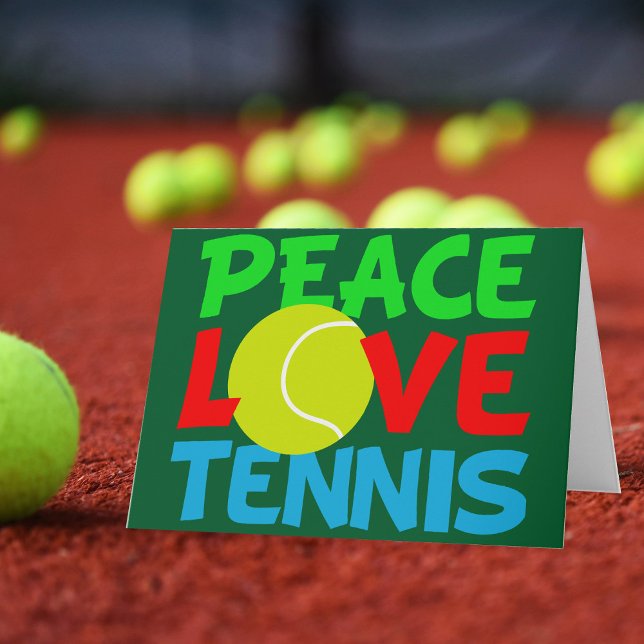 Peace Kärlek Tennis Player Cute Festive Grönt Helgkort (Skapare uppladdad)