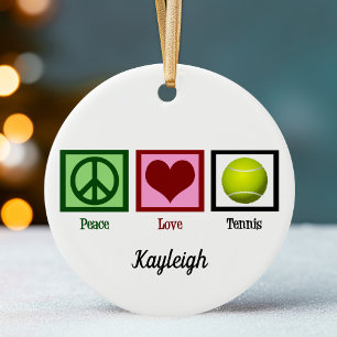 Peace Kärlek Tennis Player Monogram jul Julgransprydnad Keramik