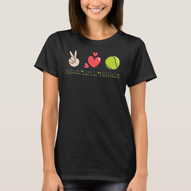 Peace Kärlek Tennis Professionell Player Trainer T Shirt (Framsida)