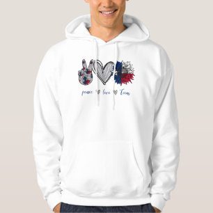 Peace Kärlek Texas Flagga Solrosblomma Hoodie