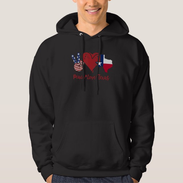 Peace Kärlek Texas Hoodie (Framsida)