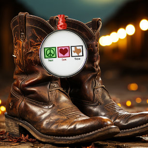 Peace Kärlek Texas Julgransprydnad Metall