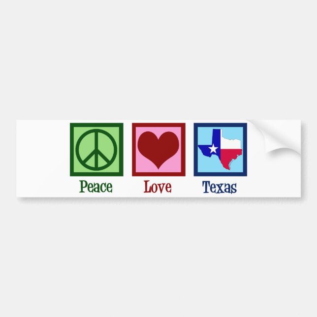 Peace Kärlek Texas Proud Texan Bildekal (Framsidan)