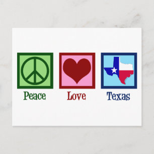 Peace Kärlek Texas Statlig flagga Vykort