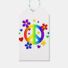 PEACE KÄRLEK TIE DYE HIPPIE SYMBOL GIFT MÄRKRES PRESENTETIKETT