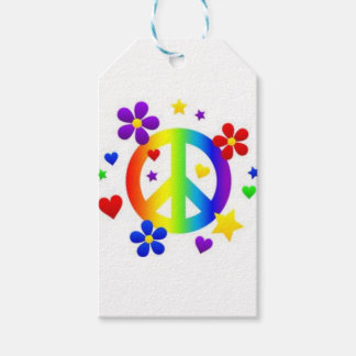 PEACE KÄRLEK TIE DYE HIPPIE SYMBOL GIFT MÄRKRES PRESENTETIKETT