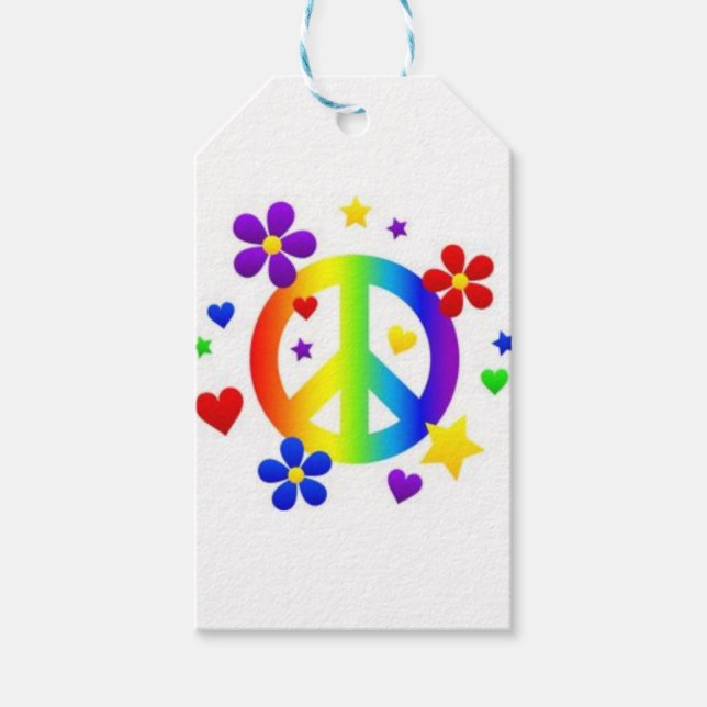 PEACE KÄRLEK TIE DYE HIPPIE SYMBOL PRESENTETIKETT (Framsidan)