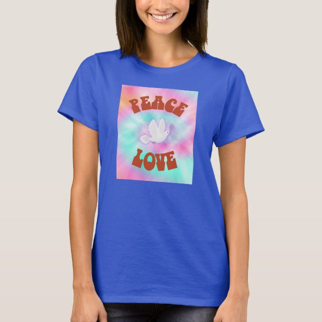 Peace Kärlek Tie Dye T Shirt (Framsida)