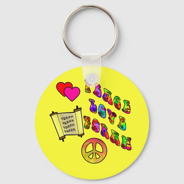 Peace Kärlek Torah Keychain Nyckelring (Framsida)