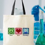 Peace Kärlek Toxicology Tygkasse<br><div class="desc">Peace Kärlek Toxicology. En toxikolog från coolan till en vetenskapsman som arbetar i ett labb som expert på gift och förgiftning. Stödja toxicitetsforskare med denna söta design!</div>