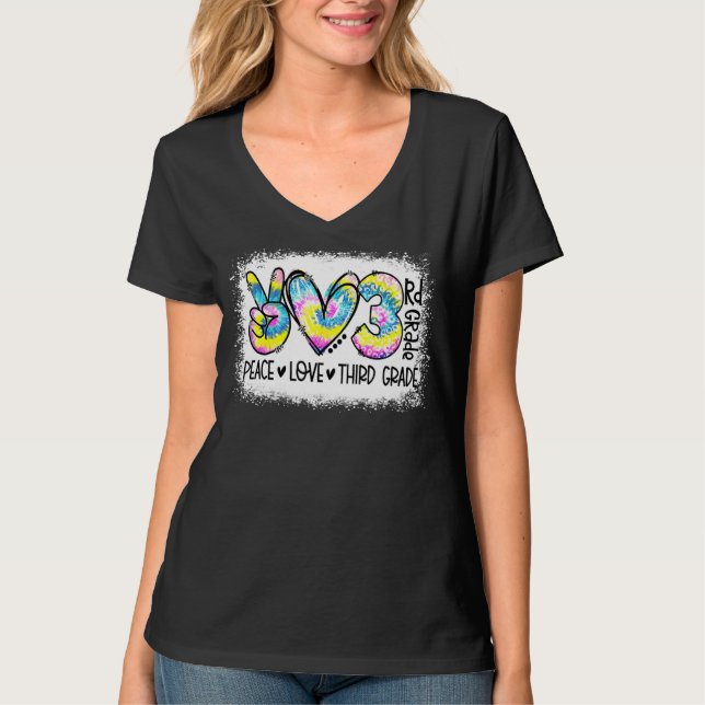 Peace Kärlek Tredje Klass Tie Dye Student Lärarbus T Shirt (Framsida)
