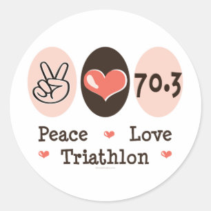 Peace Kärlek Triathlon Stickers Runt Klistermärke