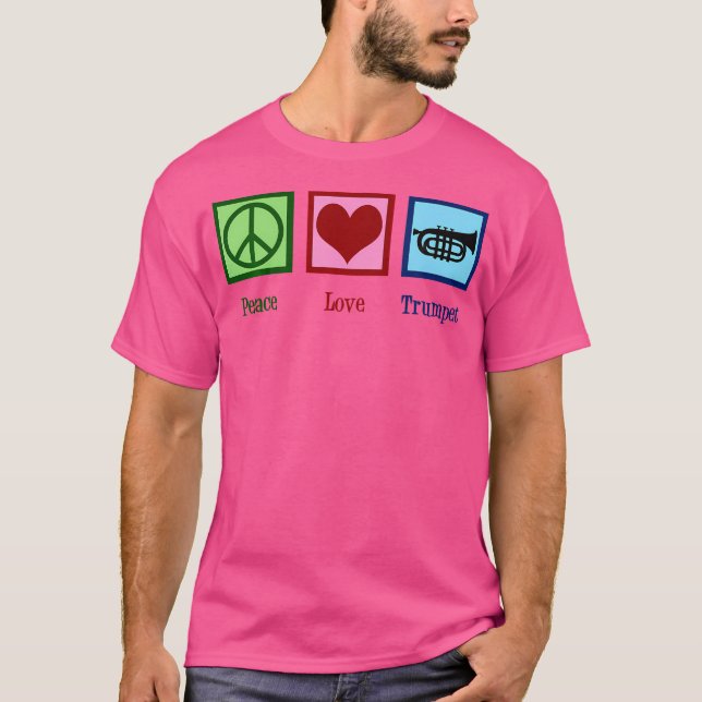 Peace Kärlek Trumpet T Shirt (Framsida)