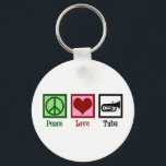 Peace Kärlek Tuba Player Nyckelring<br><div class="desc">Peace Kärlek Tuba. En coola tuba-spelargåva med fredstecken,  hjärta och instrument.</div>