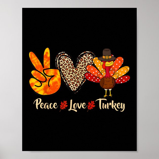 Peace Kärlek Turkey Little Pilgrim Thanksgiving Poster (Framsidan)