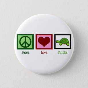 Peace Kärlek Turtles Knapp