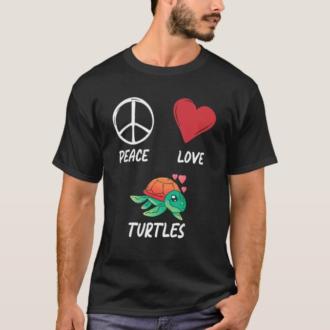 Peace Kärlek Turtles Turtle Pacifist Turtle Fanati T Shirt (Framsida)