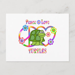 Peace Kärlek Turtles Vykort