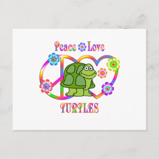 Peace Kärlek Turtles Vykort