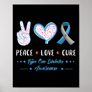 Peace Kärlek typ 1 Diabetesmedvetenhet manar Women Poster