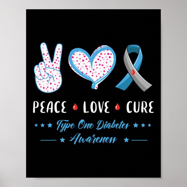 Peace Kärlek typ 1 Diabetesmedvetenhet manar Women Poster (Framsidan)
