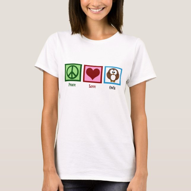Peace Kärlek Uggla Tee Shirt (Framsida)