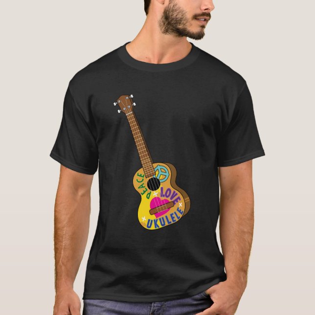 Peace Kärlek Ukelele Funny Uke Player Gift För man T Shirt (Framsida)