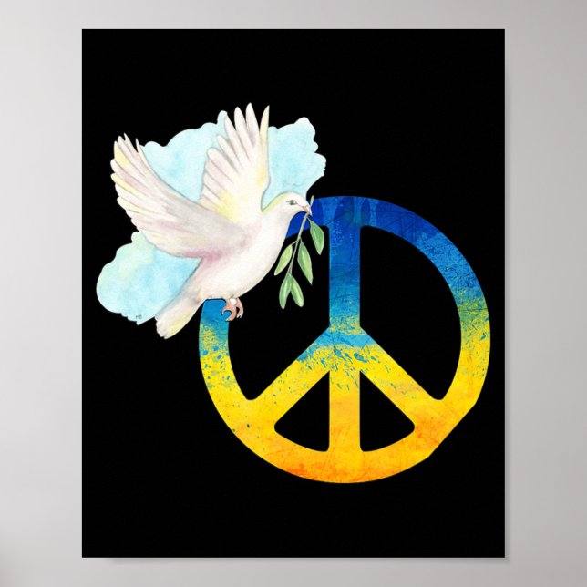 Peace Kärlek Ukraina Dove Ukraina Flagga Support U Poster (Framsidan)