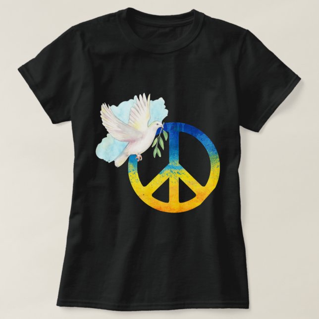 Peace Kärlek Ukraina Dove Ukraina Flagga Support U T Shirt (Design framsida)