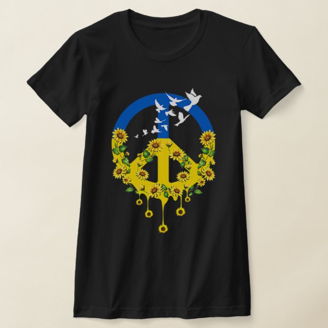 Peace Kärlek Ukraina Dove Ukraina Solros Ukraina T Shirt (Laydown)