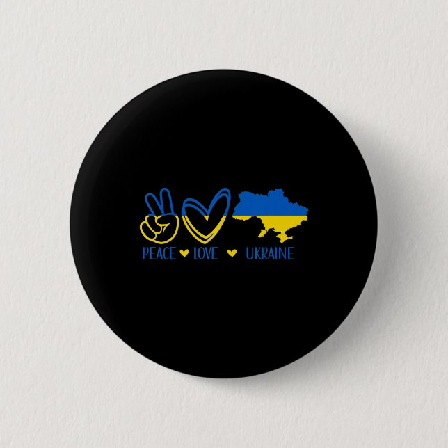 Peace Kärlek Ukraina Support Ukrainska Flagga Peac Knapp (Framsida)
