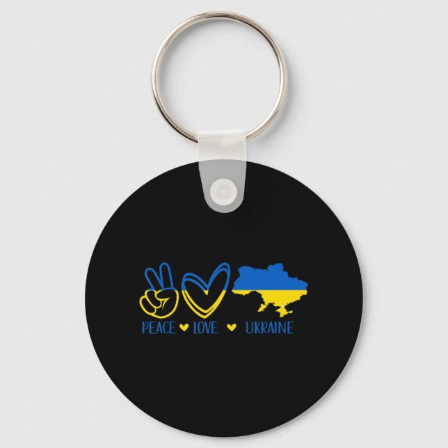 Peace Kärlek Ukraina Support Ukrainska Flagga Peac Nyckelring (Framsida)