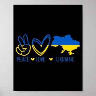 Peace Kärlek Ukraina Support Ukrainska Flagga Peac Poster